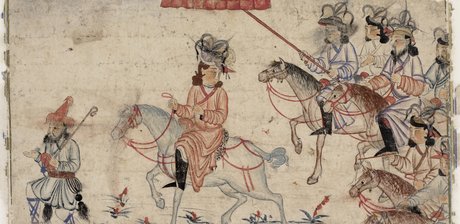 Mongolischer Herrscher (Hülegü?) auf der Reise. Datierung: 1. Hälfte 14. Jahrhundert