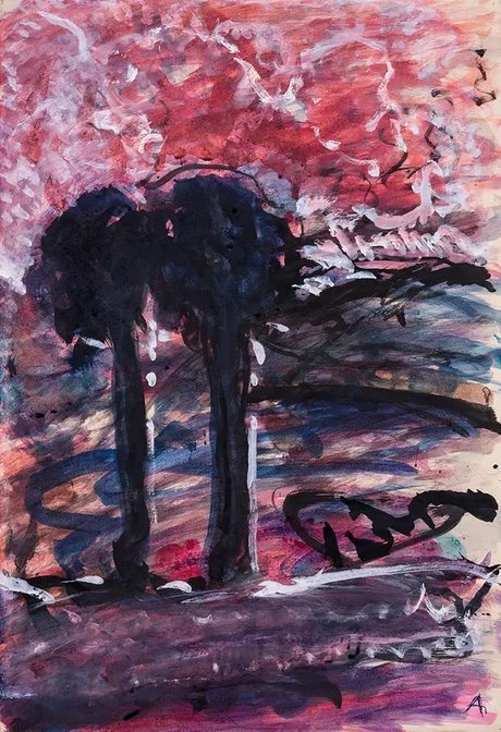 Zwei Bäume, Tuschezeichnung von Fritz Ascher, um 1957