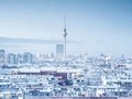 Berlin skyline with snow on the roofs