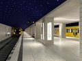 Die Station Museumsinsel der Linie U5 mit dem blauen Sternenhimmel