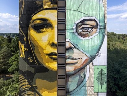 Freiluftgalerie ArtPark Tegel - Mural by Tankpetrol and Queen Kong