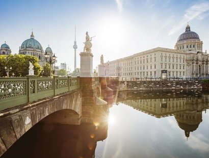 Panorama of Humboldt Forum and Berlin Cathedral