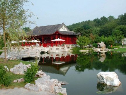 Maison de thé chinoise dans les jardins du monde à Berlin